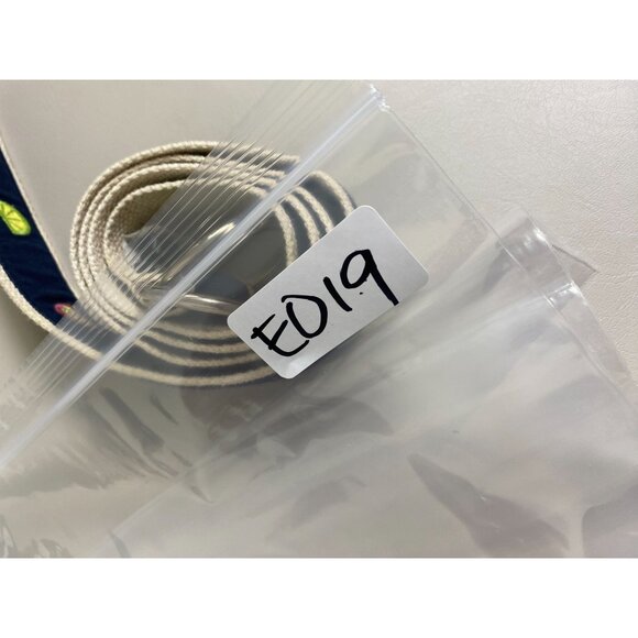 J. Crew Navy Cream Novelty Lime Orange Belt size Medium Large Cotton D Ring - Picture 9 of 12